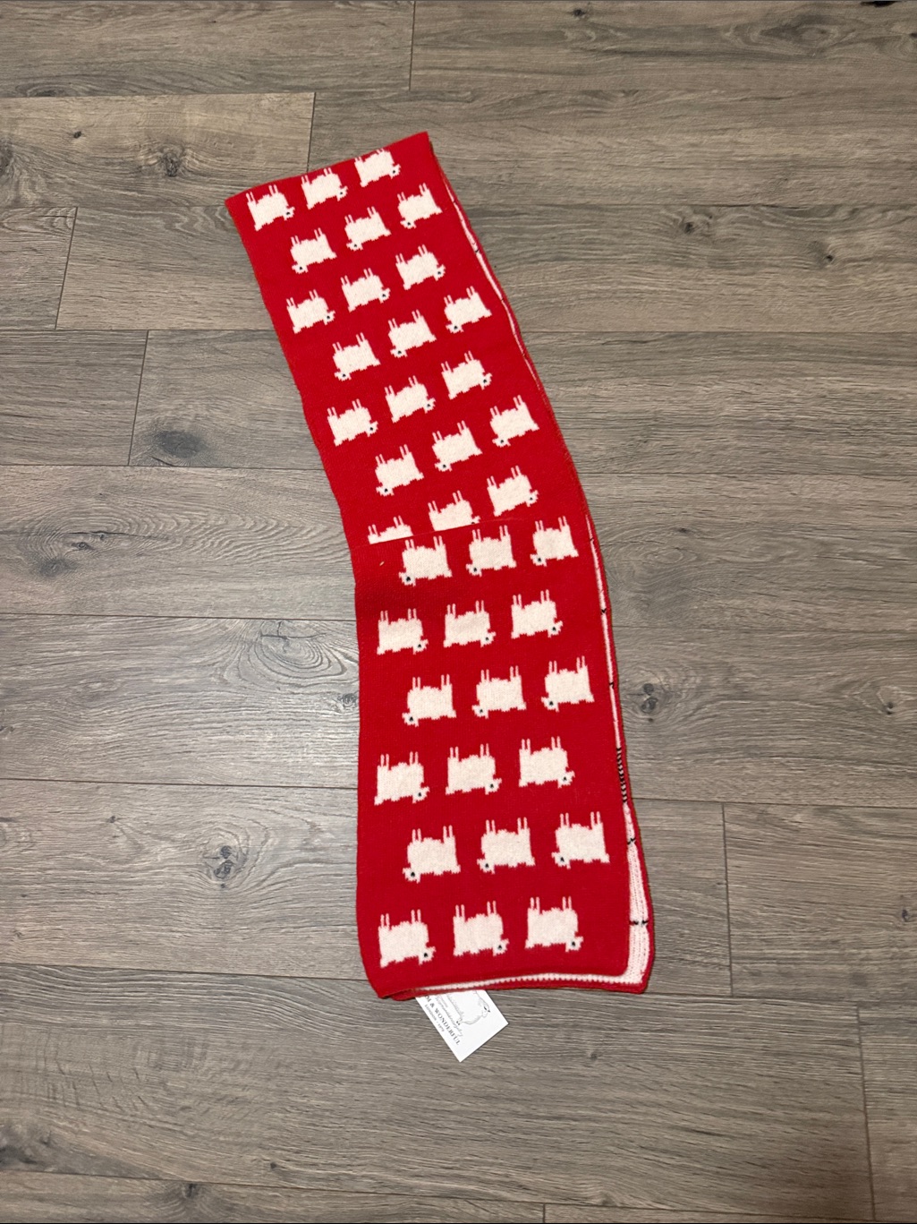 Warm & Wonderful Red Knit Scarf With Sheep Motif Nwt Rare — image 3 of 6